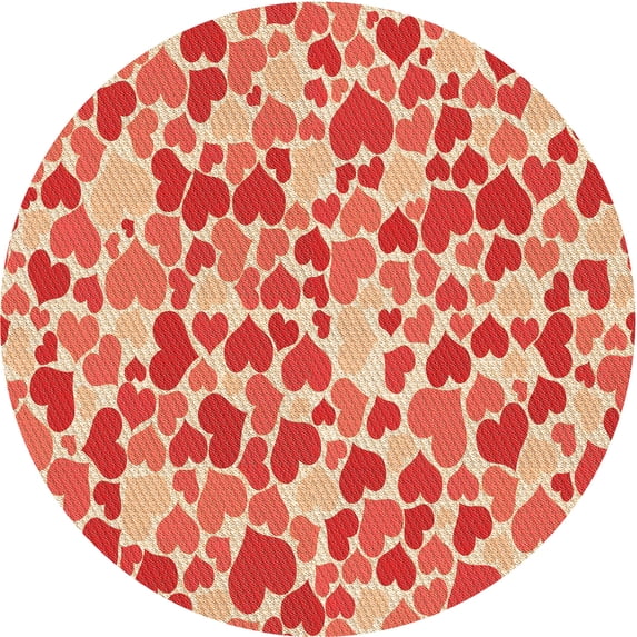 Ahgly Company Indoor Round Patterned Neon Red Area Rugs, 6' Round