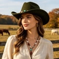 thumbnail image 2 of Sun Hats for Women Wide Brim Cowboy Hat Western Jazz Style Autumn Winter Hats, 2 of 5