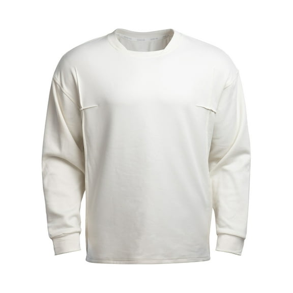 Gfyviroh Tops for Men Casual Solid Color Crew Neck Tops Plus Size Loose Long Sleeve Pullover T-shirts