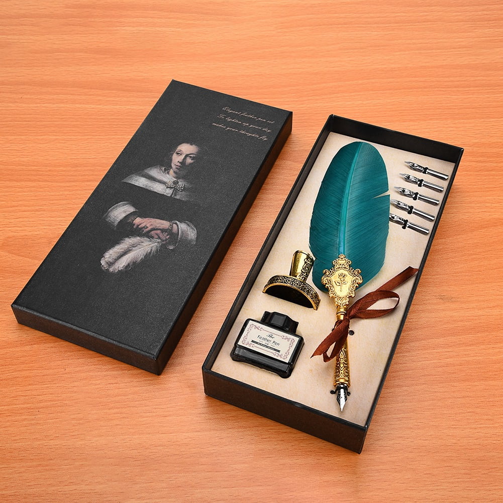 YLSHRF Quill-Pen,Retro Classical Fountain Pen Old European Style  Dip Writing Pen Ink Bottle Set Gift Box, Sign Pen