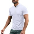 thumbnail image 2 of UQJfacai Mens Quick Dry Short Sleeve Shirts Active Athletic Quarter Zip Pullover&nbsp;Casual Slim Fit Mock Neck Workout Tops S-3XL, 2 of 5