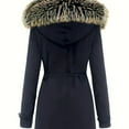 thumbnail image 2 of Women's Black Warm Zip-up Hooded Jacket Detachable Collar, 2 of 7