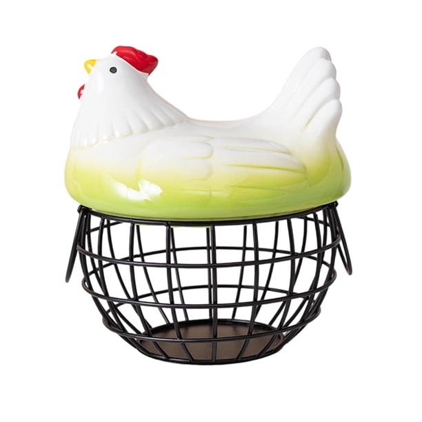 Cesta para huevos, cesta versátil para recoger huevos, adorno de escritorio, contenedor de verduras Verde Negro