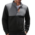 thumbnail image 2 of Mens Button Mock Neck Sweatshirts Long Sleeve Shirts Casual Color Block Checkered Pullover Breathable Basic Athletic Workout Sweatshirt Tops, 2 of 8
