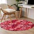 thumbnail image 5 of Valentine's Day Washable Round Area Rug 3.3 ft, Pink and Red Rose Flowers, Soft Non Slip Rugs Stain Repellent Indoor Felt Carpet for Living Dining Room Bedroom Home Office, 5 of 9