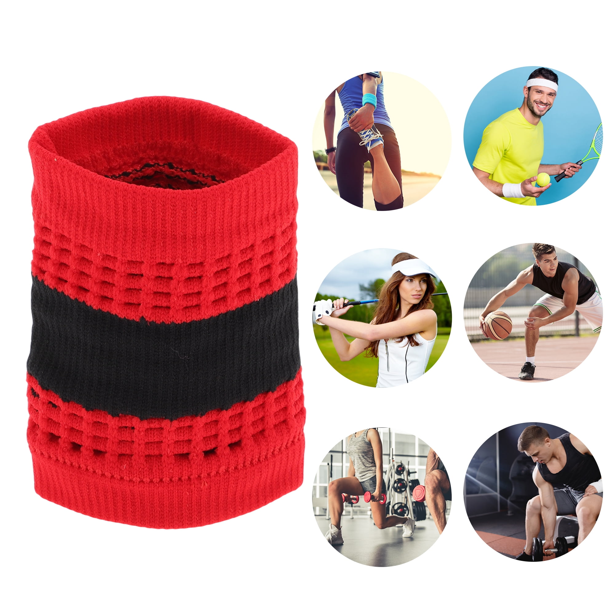 Unique Bargains Durable Perspiration Wicking Wrist Sweatbands 1 Pc Red Black