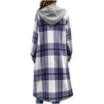 thumbnail image 6 of SYwaren Women's Cardigan Irregular Plaid Zip-Up Jacket Lapel Long Sleeve Tweed Wool-like with Chest Pocket Outerwear Top, 6 of 8