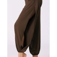 thumbnail image 4 of DARING DIVA Women's Side Slit Yoga Harem Pants S Coffee, 4 of 5