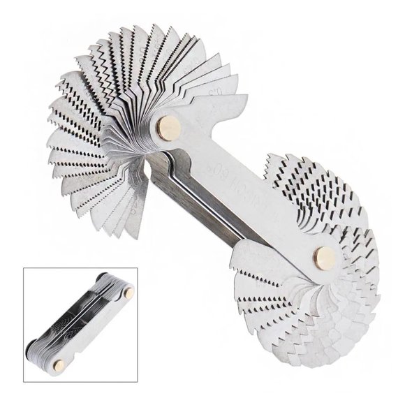 55-60 Degree Stainless Steel Screw Gauge Metric Inch US Thread Gauge Gear Tooth Thread Pitch Folding