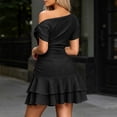 thumbnail image 5 of YuXingFu Spring Wedding Guest Dress Maxi Short Sleeve Plus Size Womens Dress Crew Neck for Spring Long Casual Summer Black S, 5 of 6