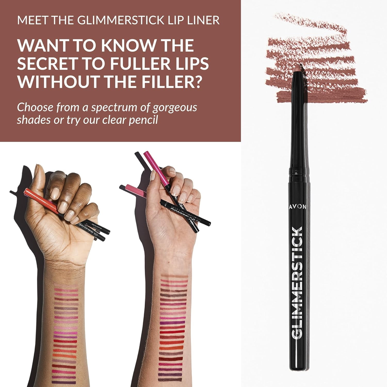 Avon Glimmersticks Retractable Lip Liner  / BLUSHED NUDE / SET OF 3
