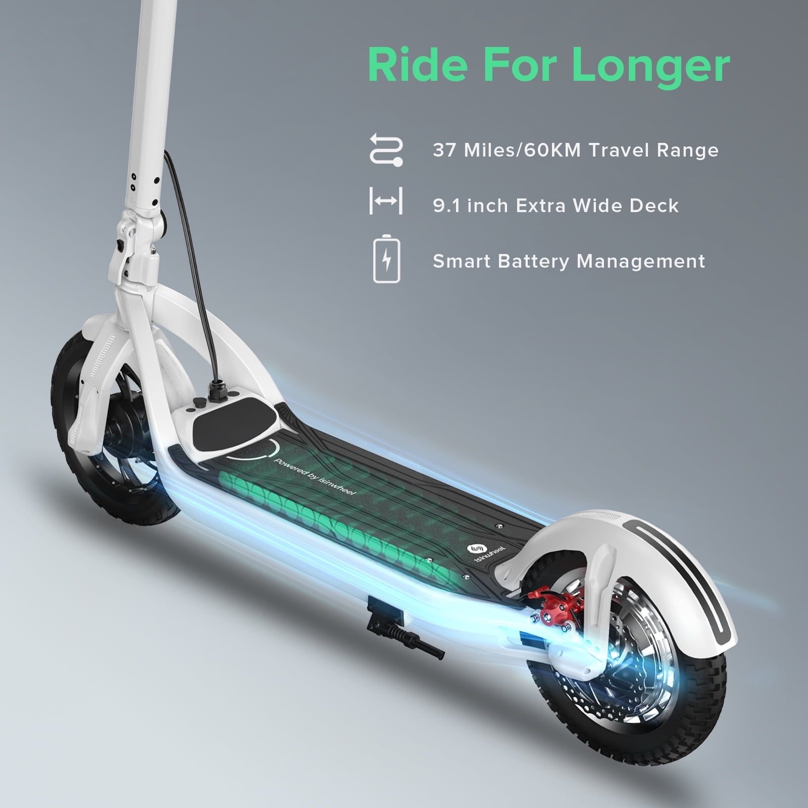 isinwheel X3Pro Electric Scooter, 1200W Motor, 31-37 Miles Range, 28 mph,  12'' Big Tires, Folding Commuter E-Scooter for Adult