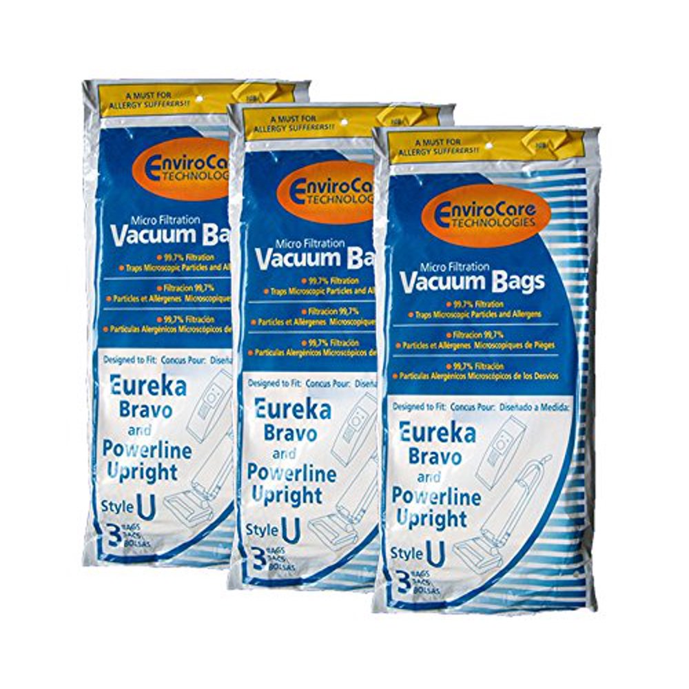 9 Eureka U Bravo Vacuum Bags, Bravo II, Direct Air, World Vac, White