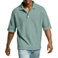 thumbnail image 6 of Dwellite Waffle Short Sleeve Polo Shirts for Men Big and Tall Golf Shirt Casual Solid Color Collared T Shirts Tops Mint Green L, 6 of 8