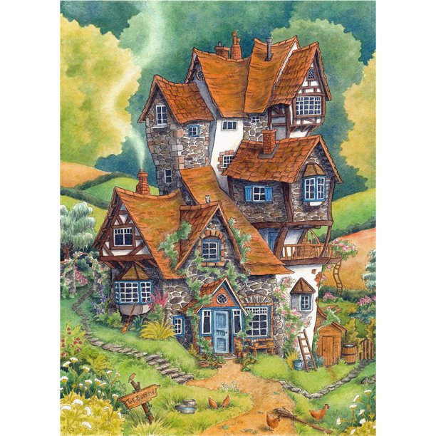 Taladro diamante pintura (DE2059) DIY 5D montaña casa paisaje completo redondo resina Kit 30x40cm Hugtrwg Para estrenar