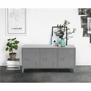 FurnitureR 47.2" Wide Metal Storage Cabinet, Dark Grey