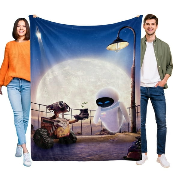 Wall E and Eve Blanket Flannel Throw for Bed Sofa Comfortable Birthday Gift