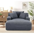 thumbnail image 3 of AENKYO Oversized Corduroy Chaise Lounge Chair – Extra Wide Cloud Couch Daybed with 3 Pillows, No Assembly, Deep Seat Sleeper Sofa for Living Room & Bedroom, Gray, 3 of 7