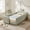 Cyan, variant on Twin Size Upholstered Platform Bed with Rabbit Ear Headboard, Kids Floor Bed with Storage Pocket & Safety Guardrail, No Box Spring Required