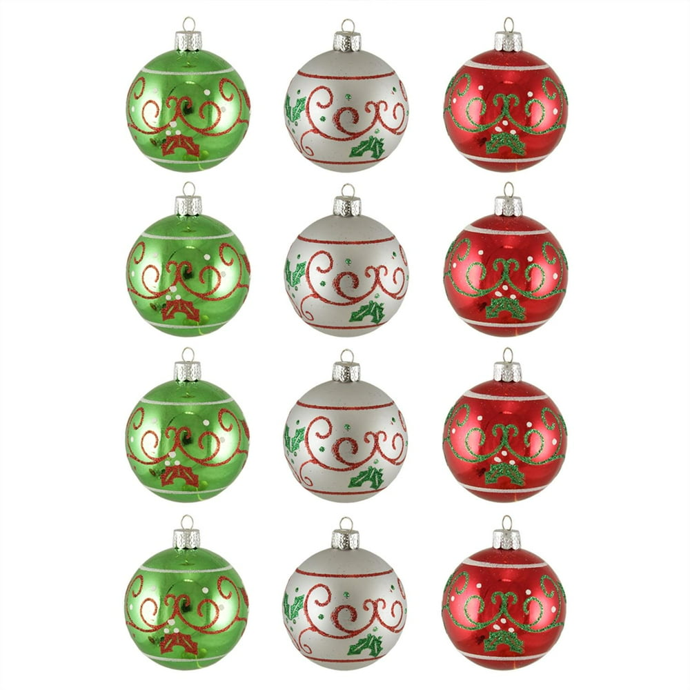 12ct Christmas Brites Holly Berry Shatterproof Ball Ornaments 2.5