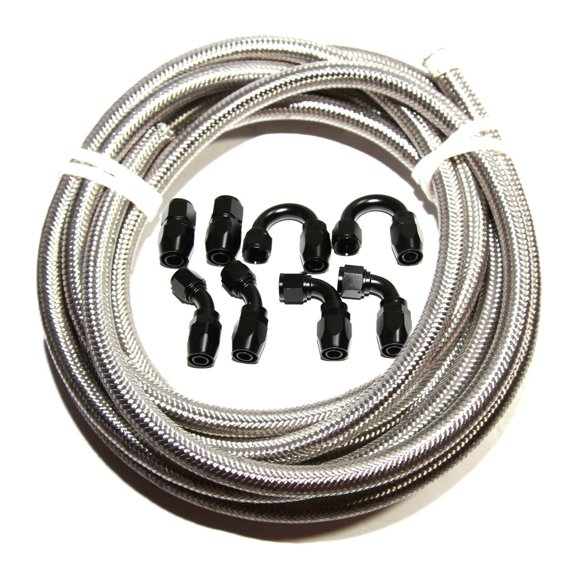12FT AN8 SS Braided Line+8PCS AN8 BLACK Swivel Fitting Adapters COMBO 12FT AN8 SS Braided Line+8PCS AN8 BLACK Swivel Fitting Adapters COMBO