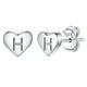 thumbnail image 1 of Pendientes de corazón inicial Silvora tachuelas de plata esterlina hipoalergénicas mujer letra H, 1 of 8