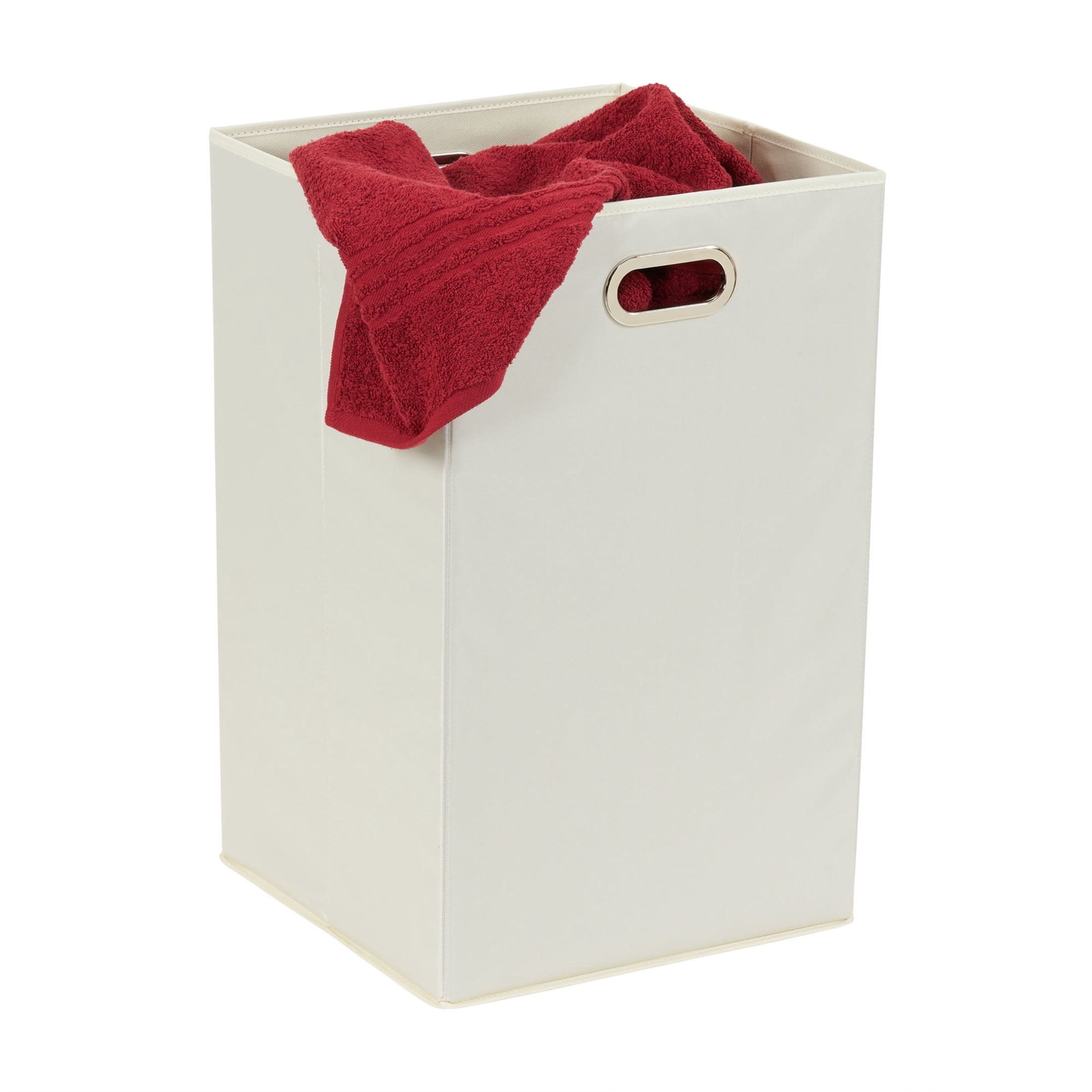 Household Essentials GEN Folding Laundry Hamper, Grommet Handles, Sturdy Fiberboard with Polyester Lining, Quick Set-Up, Squared Shape Saves Space, Natural