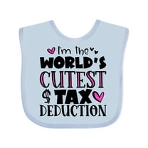 Inktastic I'm the Worlds Cutest Tax Deduction Pink Hearts Boys or Girls Baby Bib