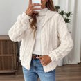 thumbnail image 5 of Wutalume Women's Plush Jacket, Casual Solid Color Hooded Drawstring Jacket, Jacquard Design for Fall and Winter, Soft and Warm, Perfect for Relaxed Fit and Comfort,Beige L, 5 of 7