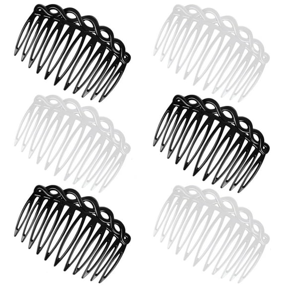 6 Pcs French Hair Side Combs (black,white)