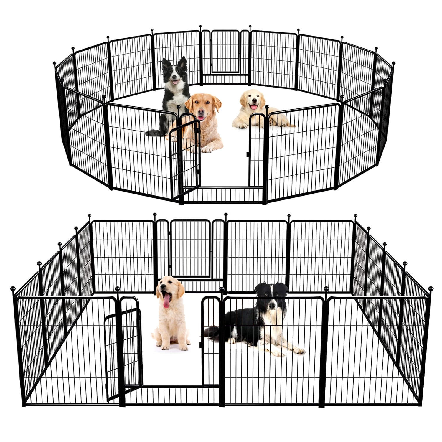 Suchown Dog Playpen 32Inch 16 Panels Heavy Duty Metal Dog Fence Exercise Pen  With Doors For Large/Medium/Small Dogs, Portable Pet Pen Indoor & Outdoor  For RV, Camping, Yard, Home 