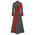 thumbnail image 4 of YiZYiF Womens Long Sleeve Priest Cosplay Robe With Stole Front Zipper Jacquard Patchwork For Parties Gray L, 4 of 5