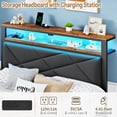 thumbnail image 5 of ChicZhiNest Queen Size Bed Frame with Storage Headboard and LED Light, Metal Platform Bed with Charging Station, Dark Gray, 5 of 10