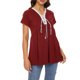 thumbnail image 1 of Camiseta de manga corta para mujer con cordones y cuello en V, camisas informales acampanadas Tomshoo Camiseta mujer, 1 of 2