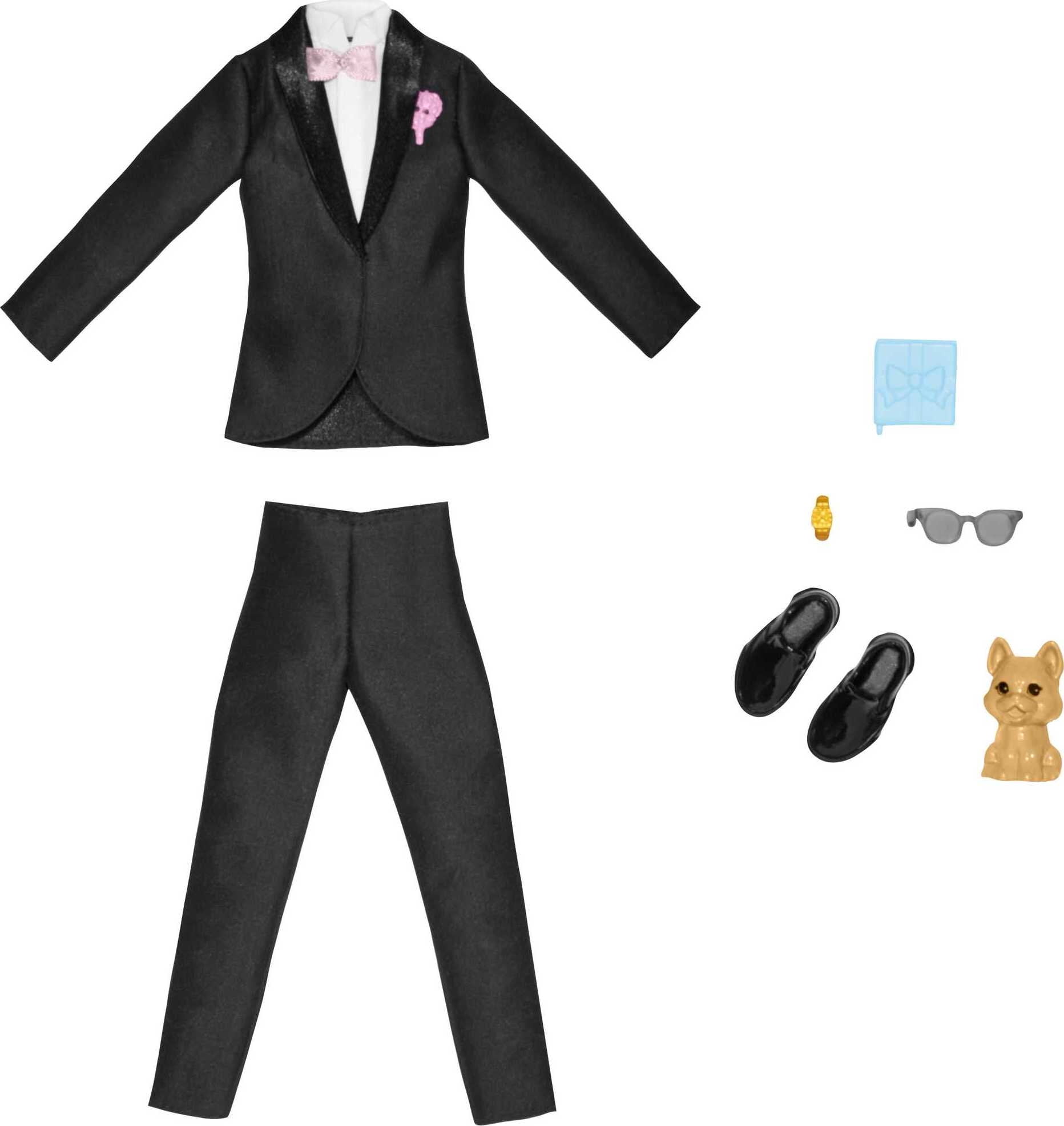 Barbie Fashions Ken Doll Clothing, Groom with Tuxedo, Puppy and Accessories