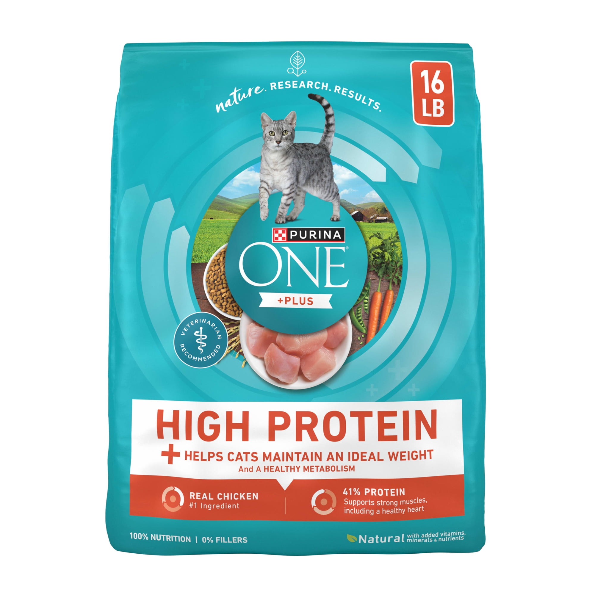 Purina ONE, Healthy Weight Plus Ideal Weight With Chicken Dry Cat Food High Protein, Weight Control Formula, 16 lb Bag