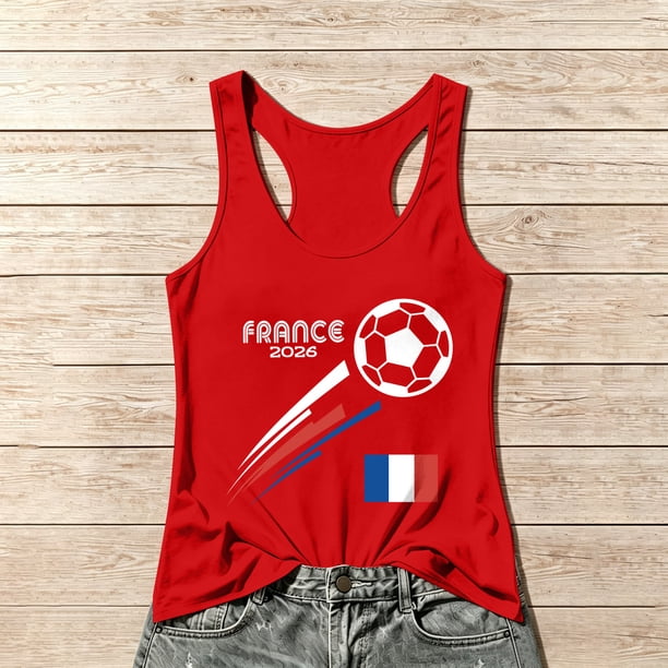 Women's Football Graphic Tank Tops, Women's Sleeveless Running Tank Top, Breathable Lightweight Sports Vest for Workout, Gym, Yoga, Training for Soccer Tournament 2026 Red Size: 2XL
