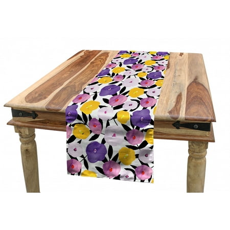 

Watercolor Flowers Table Runner Groovy Exotic with Funky Wild Branch Jungle Poppy Fantasy Watercolor Art Dining Room Kitchen Rectangular Runner 3 Sizes by Ambesonne