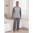 thumbnail image 3 of GIRUNS Men's Pajamas Set Long Sleeve Sleepwear Soft Loungewear Pants Pjs Sets with Pockets Black White Plaid 2XL, 3 of 7
