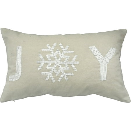 Dolphin Cover - Blue Dolphin Joy and Snow Flake White Sequins Decorative Throw Pillow Cover 20x12 White, Beige