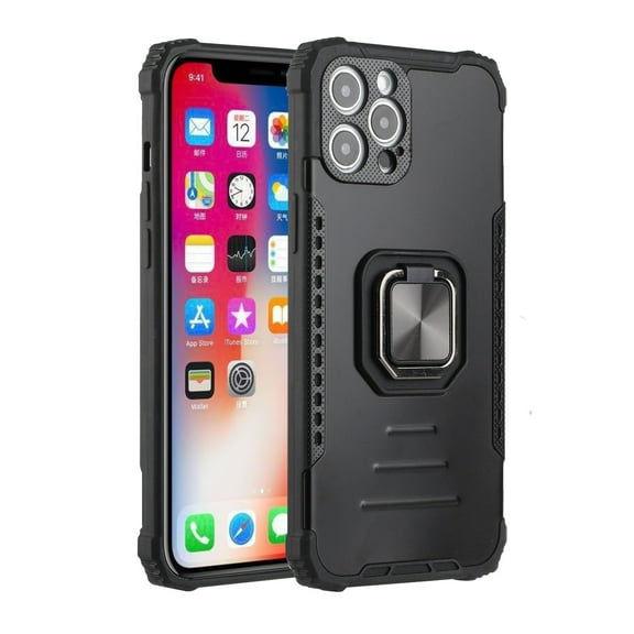 For Apple iPhone 12 Pro Max (6.7") Hybrid Cases with Stand Magnetic Ring Kickstand Shockproof Armor Heavy Duty Military Grade Cover ,Xpm Phone Case [Black]