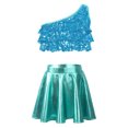 thumbnail image 1 of dPois Kids Girls Crop Top with Pleated Skirt Set 2Pcs Stage Performance Costume Cheerleading Uniform Light Blue 12, 1 of 6