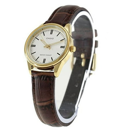 Women's Quartz Gold Tone Stainless Steel Brown Leather Watch LTPV005GL-7A