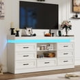thumbnail image 3 of ChVans 7 Drawer Dresser with LED Light and Charging Station, Farmhouse Chest of Drawers for Closet, Wide Drawer Organizer Cabinet for Bedroom, Living Room, 3 of 7