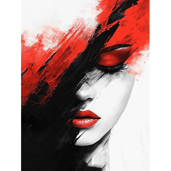 Abstract Red Lips Canvas Painting，Suitable for Living Room，Bedroom，Bathroom，Office，and Hallway Decoration.