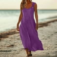 thumbnail image 5 of Horkkom Linen Dress Women Summer Sleeveless Flowy Maxi Dress Casual Loose Solid Color Long Dresses with Pockets M, 5 of 9