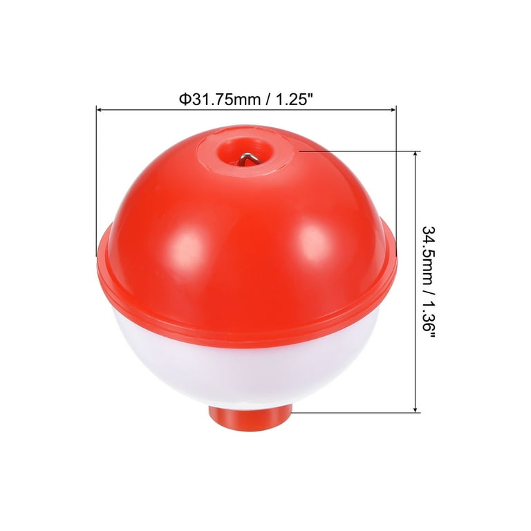 1.25 Inch Fishing Bobbers, Plastic Push Button Round Fishing Float, Red and  White 50 Pack