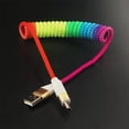 thumbnail image 2 of Cable Retractable 2.4A Fast Charging Cable Data Cable Type C Micro USB Flexible Elastic Stretch Charger Cable For Typec, 2 of 9