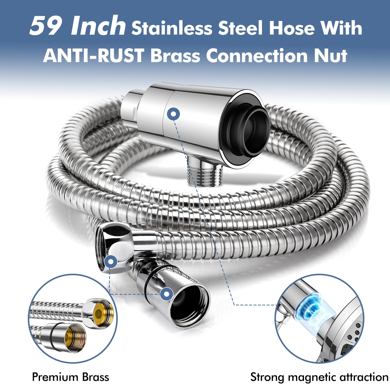 DukLik Magnetic Filtered Shower Head with Handheld 10 Spray Modes Detachable High Pressure Shower Head with 59 inch Hose(Model: 16992)