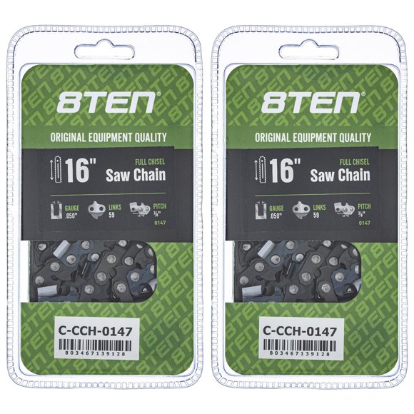 Full Chisel Chainsaw Chain 16 inch .050 3/8 59DL for Jonsered Homelite 2 Pack 810-CCC2369H